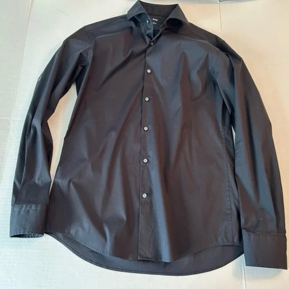 BOSS Hugo Boss Elegant Black Dress Shirt size 15.5 formal classic holiday party